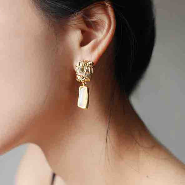 Temple Column Jigsaw Earrings