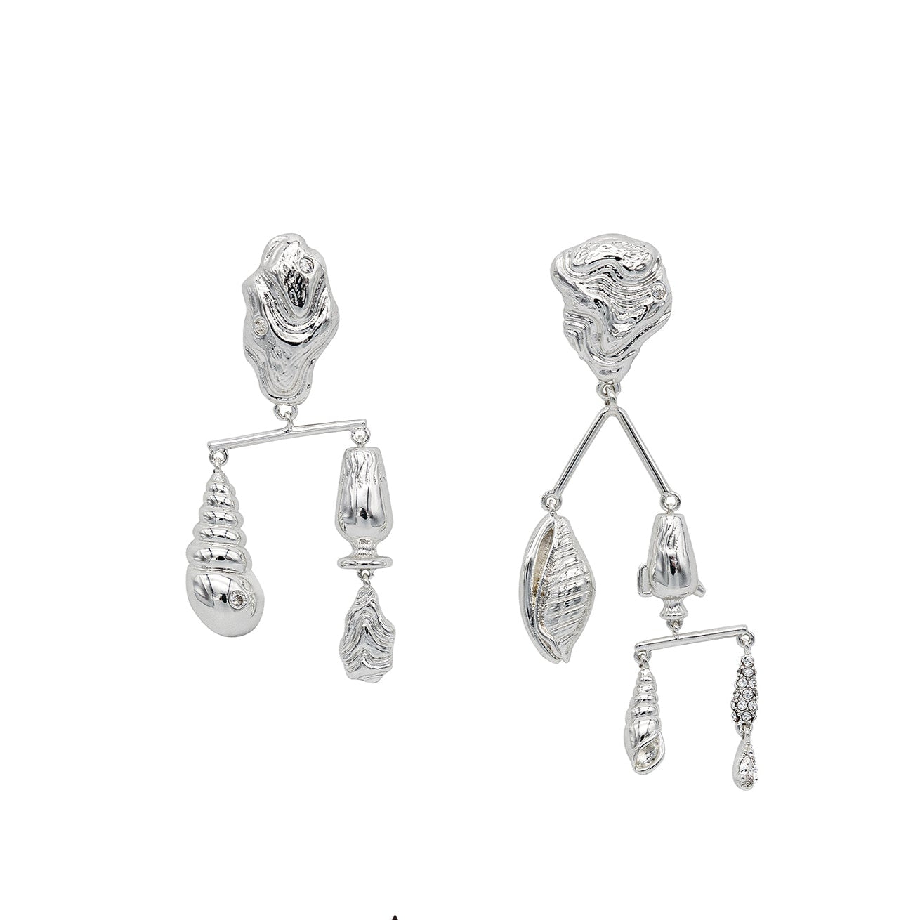 Seaside Expert Asymmetric Balance Earrings-Silver