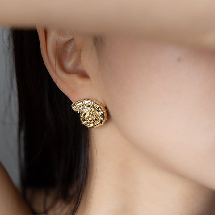 Hallucinogenic Nautilus Earrings-Golden
