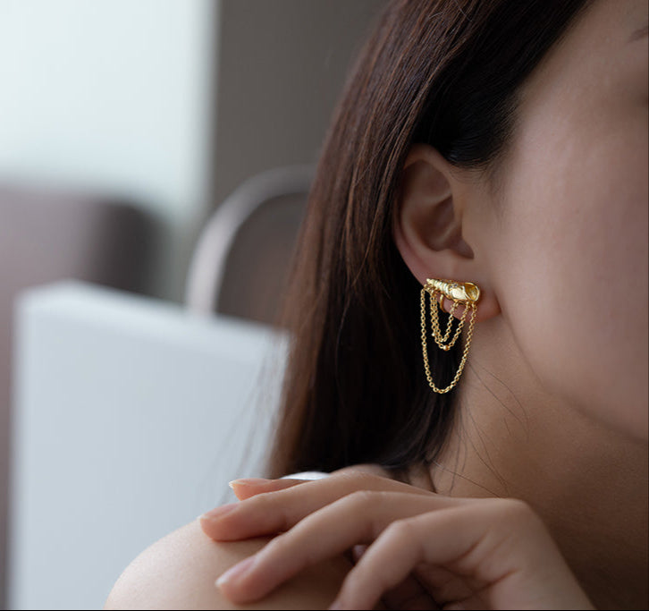 Elven Conch Tassel Earrings