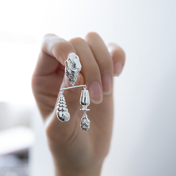 Seaside Expert Asymmetric Balance Earrings-Silver