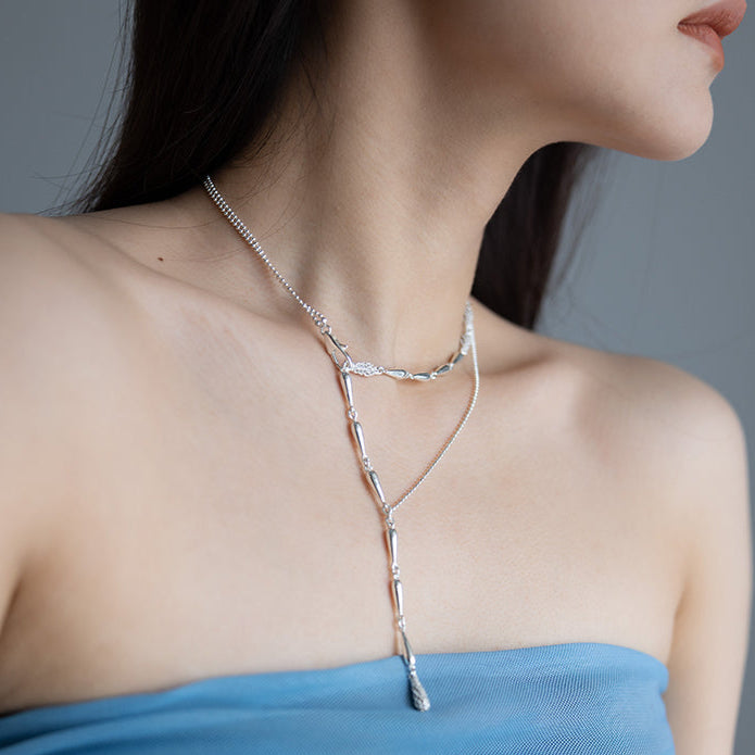 Multifunctional necklace / collar chain / sweater chain - Silver