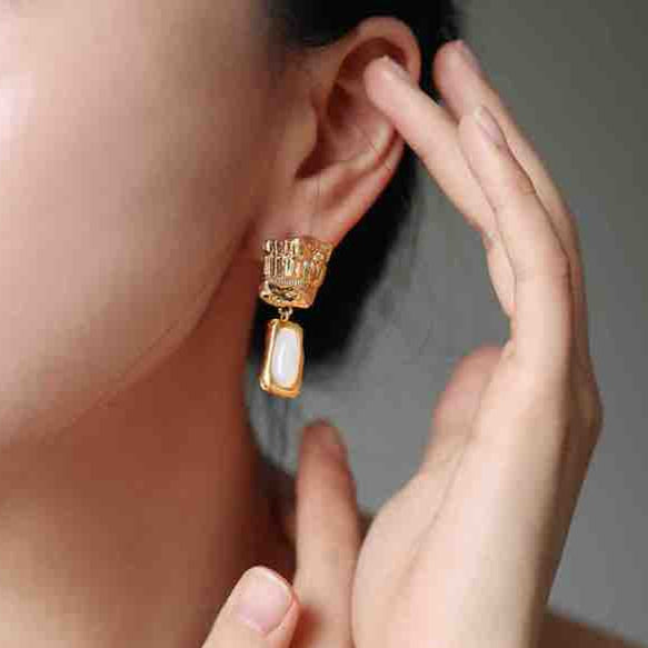 Temple Column Jigsaw Earrings