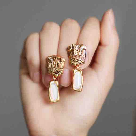 Temple Column Jigsaw Earrings