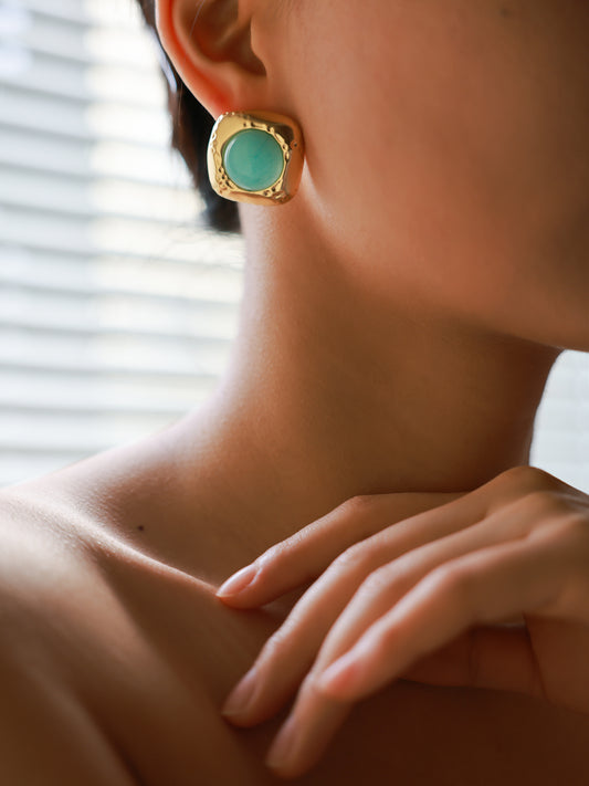 Retro small square stud earrings