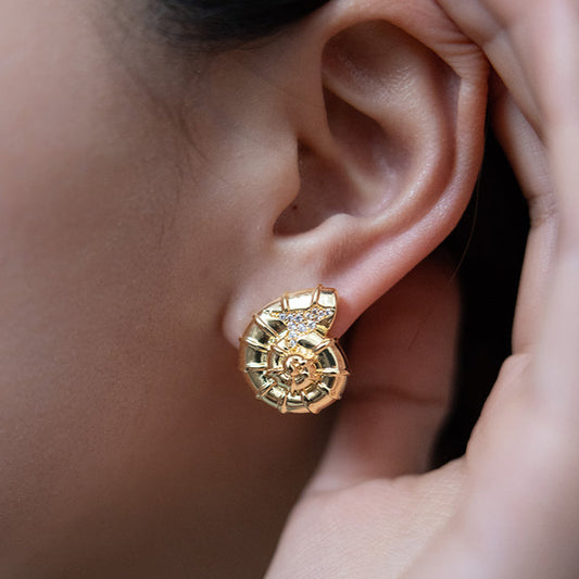 Hallucinogenic Nautilus Earrings-Golden