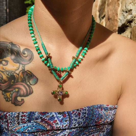 Rianbow mood necklace-Green cherries