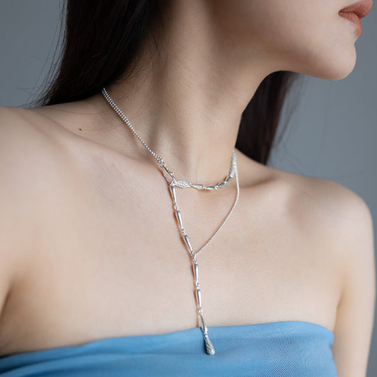 Multifunctional necklace / collar chain / sweater chain - Silver